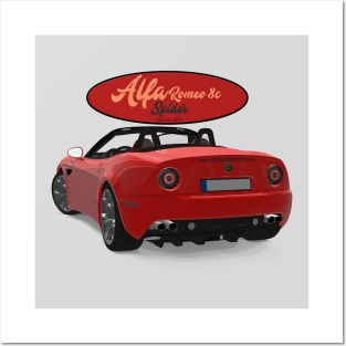 ALFA ROMEO 8C SPIDER Red Back Posters and Art